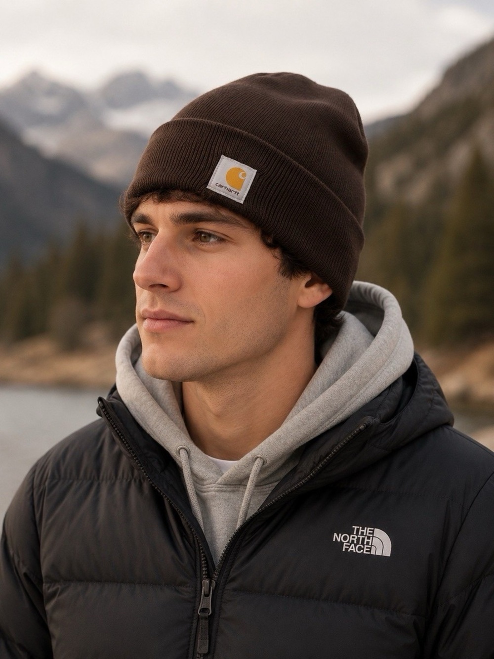Carhartt Brown Acrylic Knit Watch Cap Beanie Cuffed Winter Hat OS